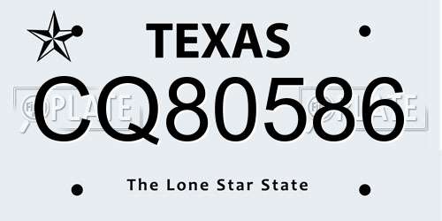 CQ80586 Texas License Plate