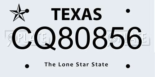 CQ80856 Texas License Plate