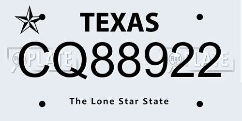 CQ88922 Texas License Plate