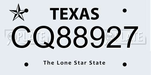CQ88927 Texas License Plate