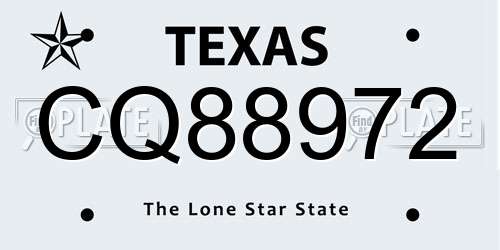 CQ88972 Texas License Plate