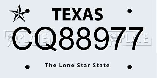CQ88977 Texas License Plate