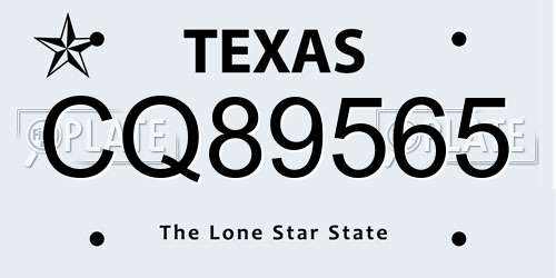 CQ89565 Texas License Plate
