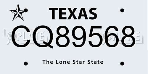 CQ89568 Texas License Plate