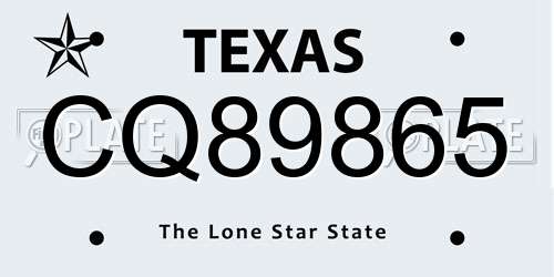 CQ89865 Texas License Plate