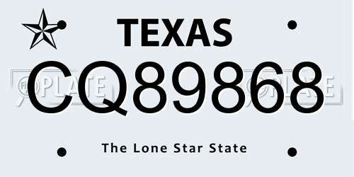 CQ89868 Texas License Plate