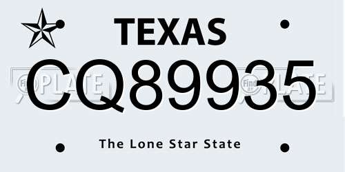 CQ89935 Texas License Plate