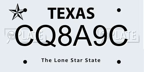 CQ8A9C Texas License Plate