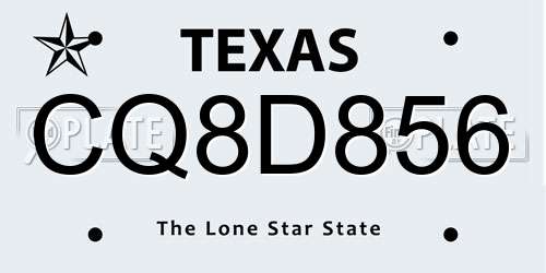 CQ8D856 Texas License Plate