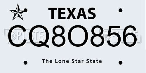 CQ8O856 Texas License Plate