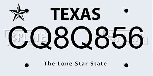 CQ8Q856 Texas License Plate