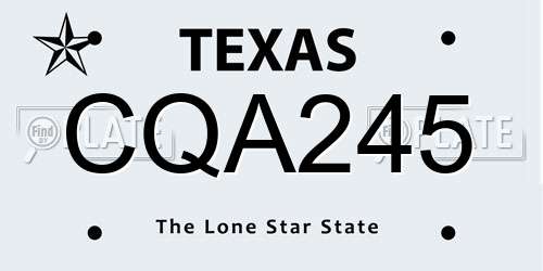 CQA245 Texas License Plate