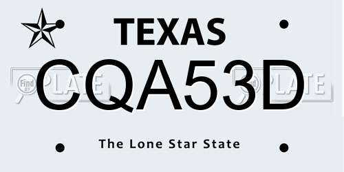 CQA53D Texas License Plate