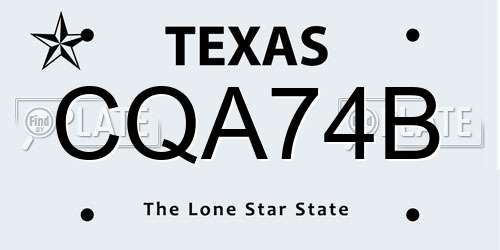 CQA74B Texas License Plate