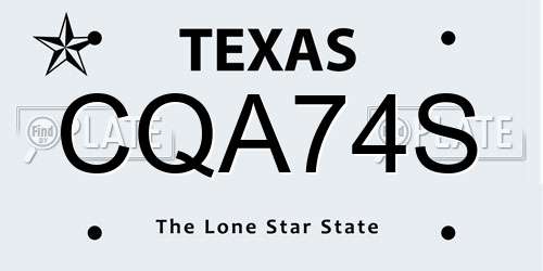 CQA74S Texas License Plate