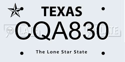 CQA830 Texas License Plate