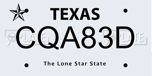 CQA83D Texas License Plate