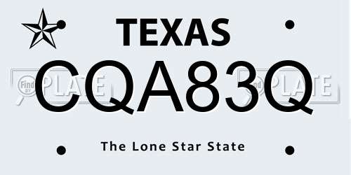 CQA83Q Texas License Plate