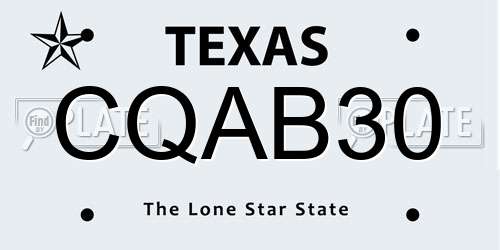 CQAB30 Texas License Plate