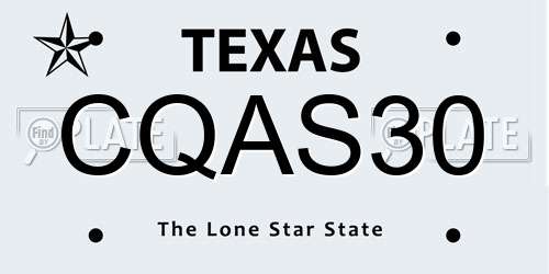 CQAS30 Texas License Plate