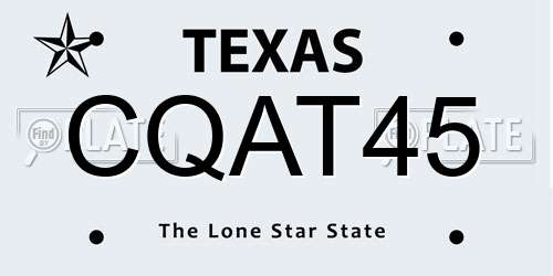 CQAT45 Texas License Plate