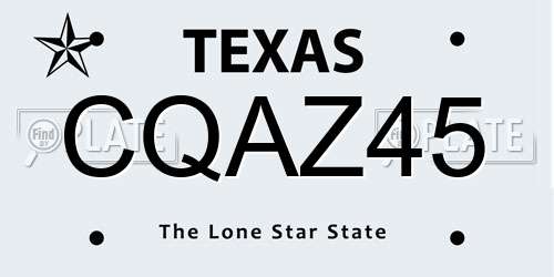 CQAZ45 Texas License Plate