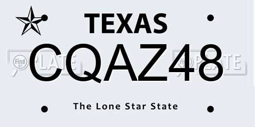 CQAZ48 Texas License Plate
