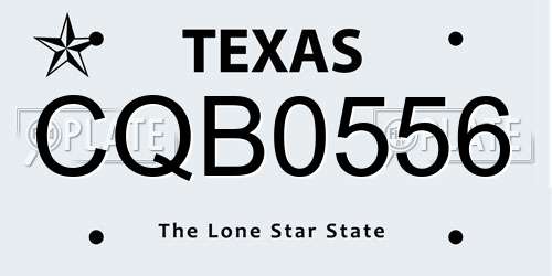 CQB0556 Texas License Plate