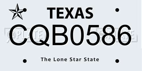 CQB0586 Texas License Plate