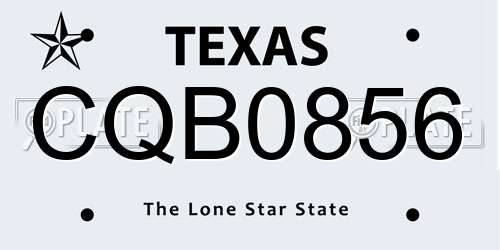 CQB0856 Texas License Plate