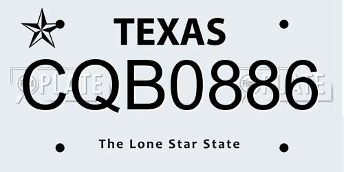 CQB0886 Texas License Plate