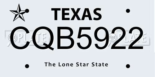 CQB5922 Texas License Plate
