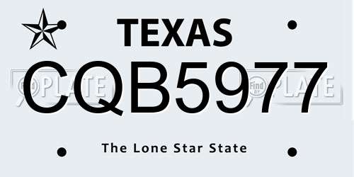 CQB5977 Texas License Plate