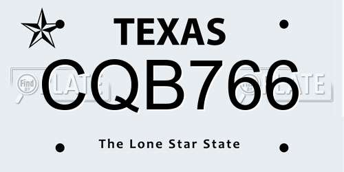 CQB766 Texas License Plate
