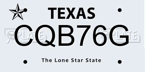 CQB76G Texas License Plate