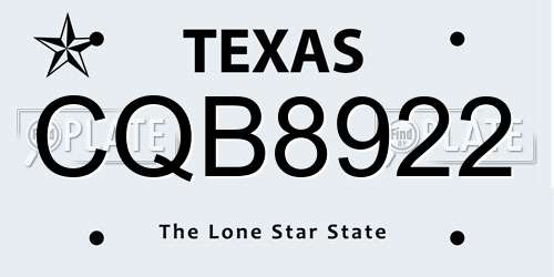 CQB8922 Texas License Plate