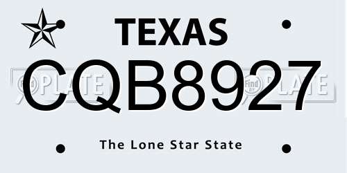 CQB8927 Texas License Plate