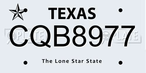 CQB8977 Texas License Plate