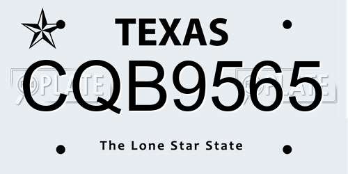 CQB9565 Texas License Plate