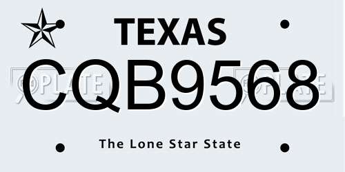 CQB9568 Texas License Plate
