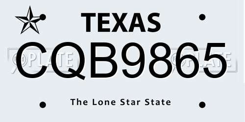 CQB9865 Texas License Plate