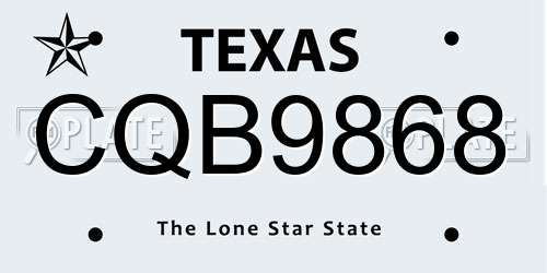 CQB9868 Texas License Plate
