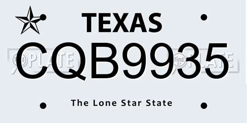 CQB9935 Texas License Plate