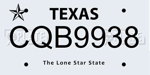 CQB9938 Texas License Plate