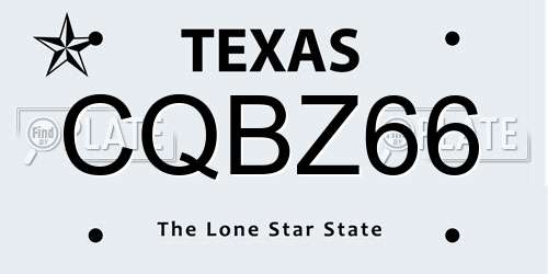 CQBZ66 Texas License Plate