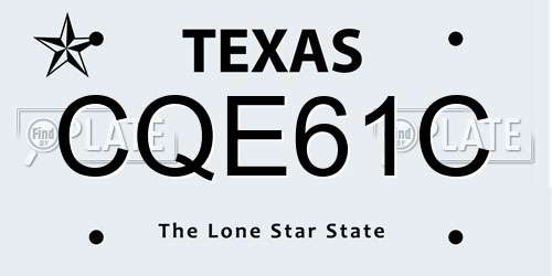 CQE61C Texas License Plate