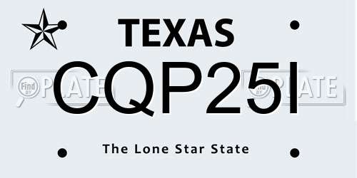 CQP25I Texas License Plate