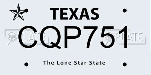 CQP751 Texas License Plate