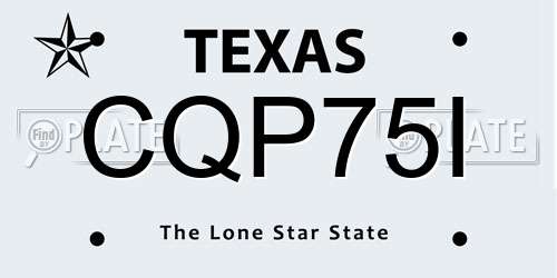 CQP75I Texas License Plate