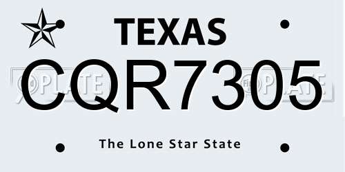 CQR7305 Texas License Plate